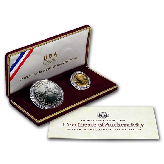 1988 2-Coin Commem Olympic Proof Set (w/Box & COA) 1988 2-Coin Commem Olympic Proof Set (w/Box & COA)
